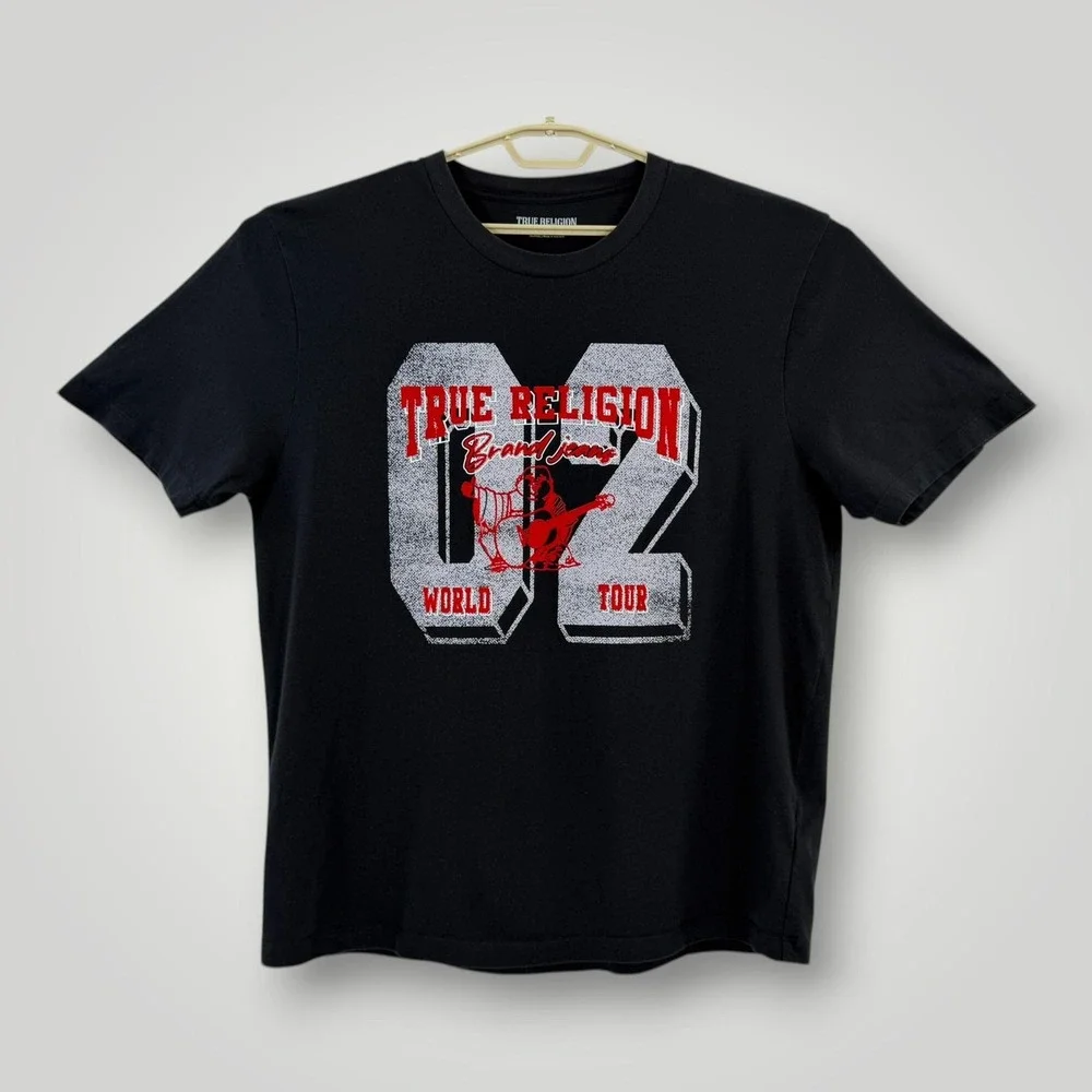 True Religion Shirt Mens 3XL Black World Tour‎ 02 Graphic Tee Brand Jeans Music